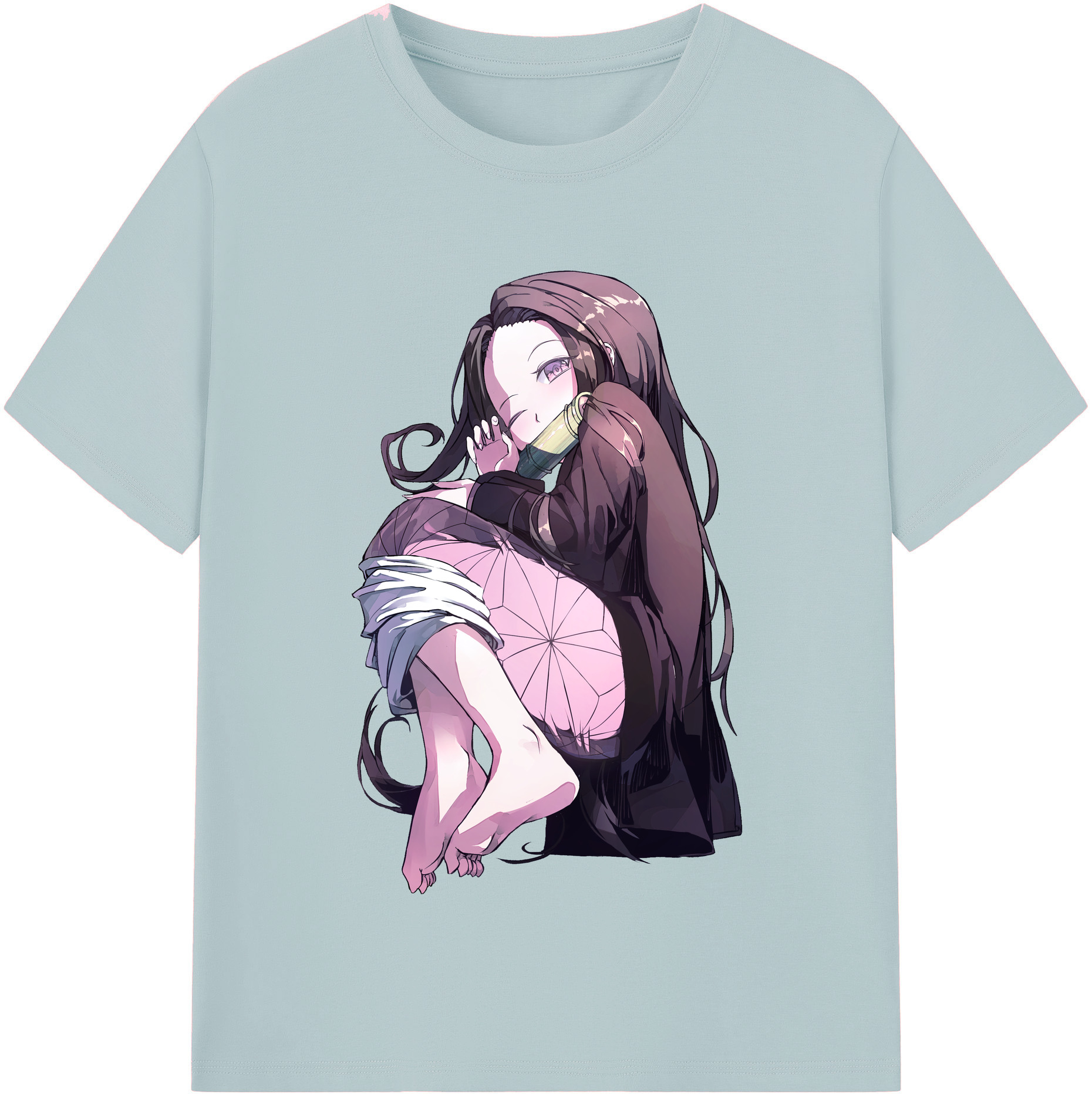 （画像用） 鬼滅の刃（きめつのやいば）竈門 禰󠄀豆子／かまど ねずこ Kamado Nezuko 綿100％半袖Tシャツ（フロントプリント）